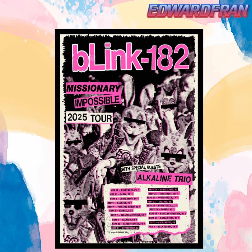 Blink-182 2025 Missionary Impossible Tour Poster