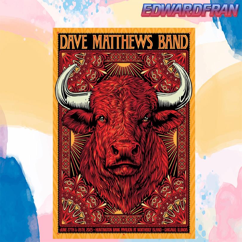 Dave Matthews Band Jun 27-28 2025 Huntington Bank Pavilion Northerly Island Chicago, IL Poster