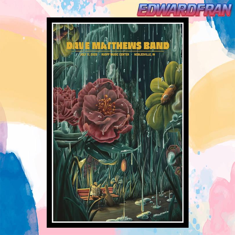 Dave Matthews Band 2025 Tour Poster – Ruoff Music Center, Noblesville, IN, July 11