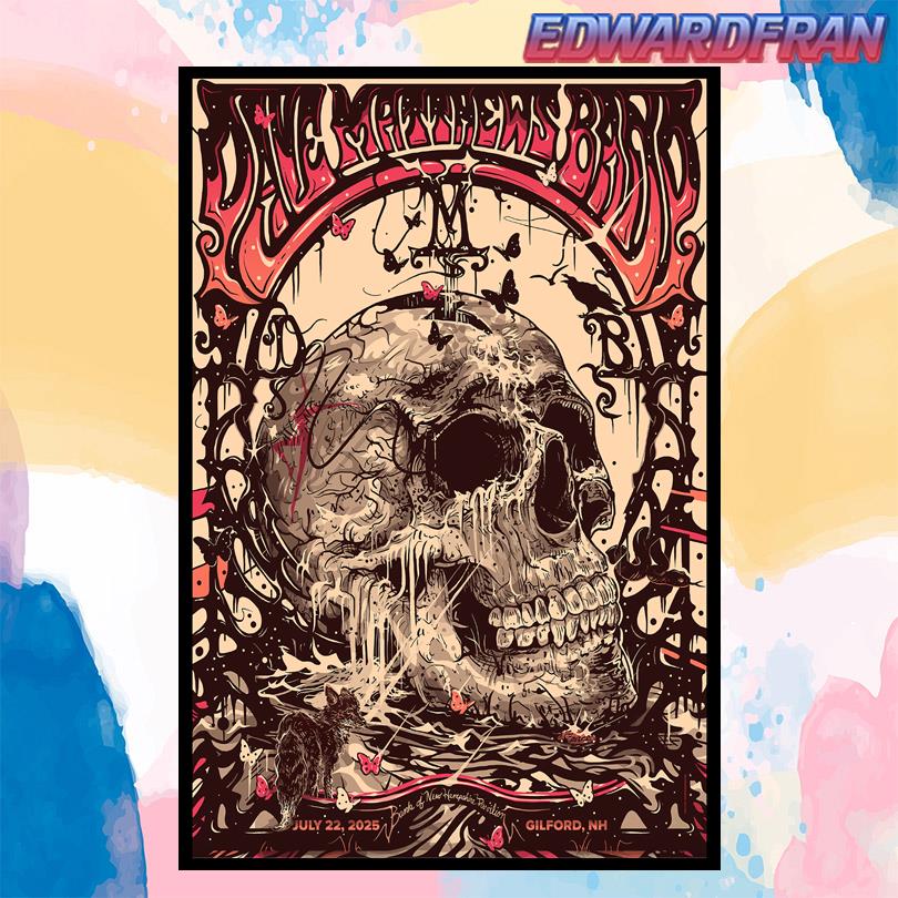 Dave Matthews Band Show in Gilford BankNH Pavilion July 22 2025 Poster