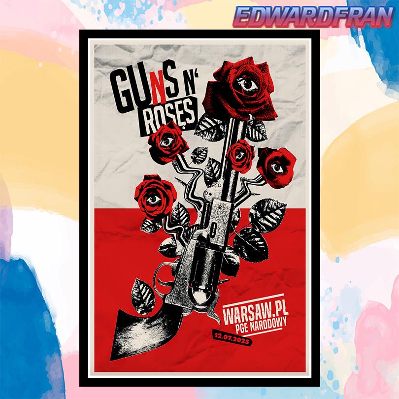 Guns N\' Roses 2025 Poster – Warsaw Poland PGE Narodowy July 12