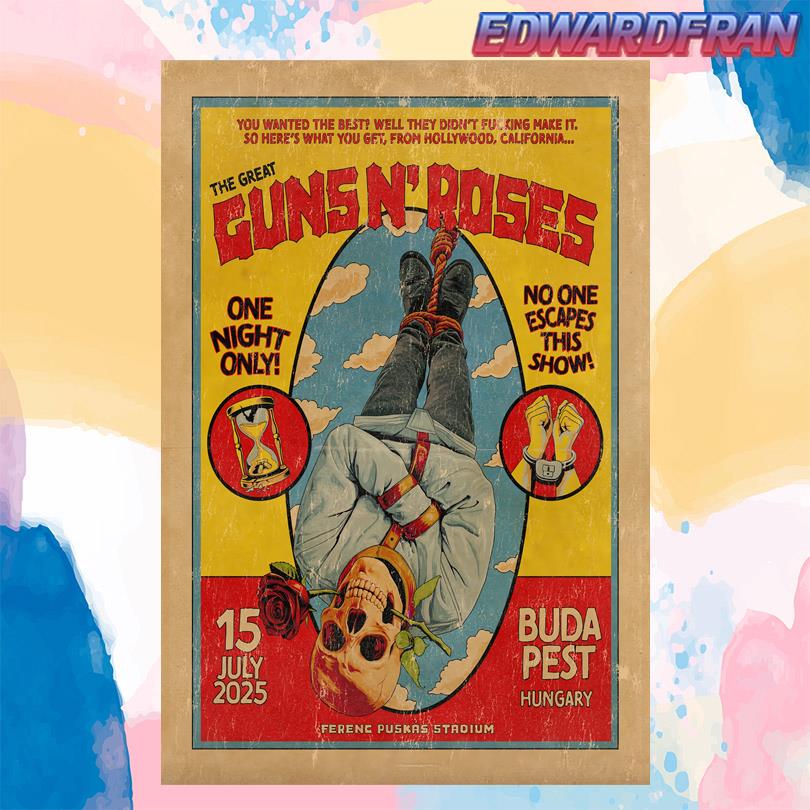 Guns N\' Roses Poster – Live in Budapest July 15 2025