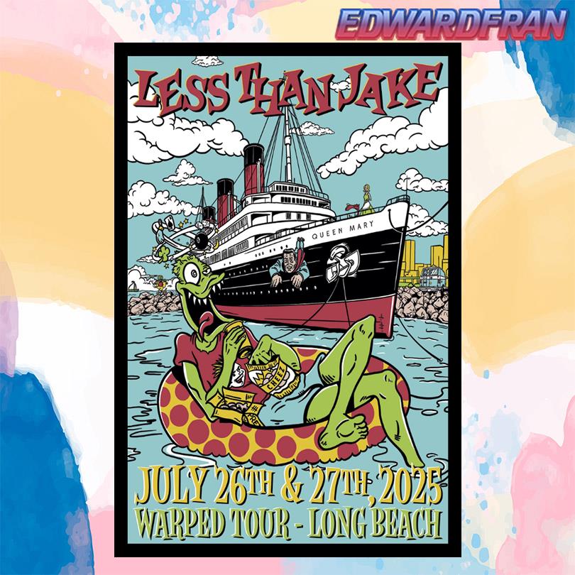 Less Than Jake 2025 Warped Tour Event Poster Long Beach California