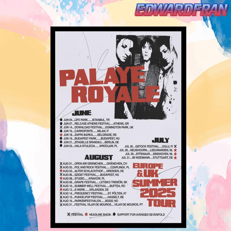 Palaye Royale Europe & UK Summer 2025 Tour Poster