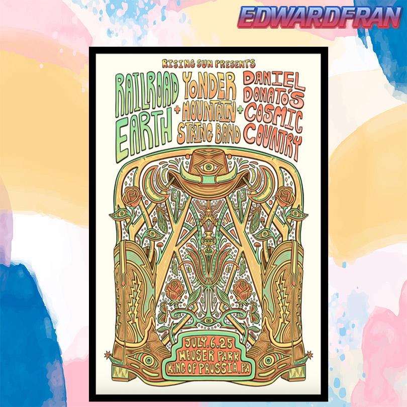 Railroad Earth Yonder Mountain String Band Daniel Donatos Cosmic Country Jul 6 2025 Heuser Park Poster