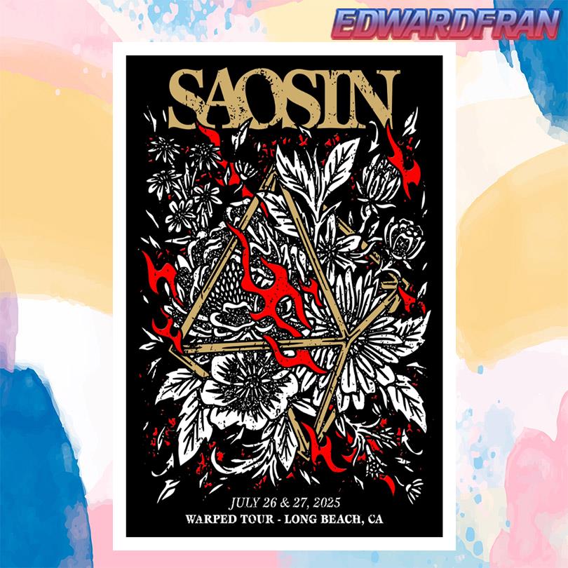 Saosin Warped Tour Concert Event Long Beach California 2025 Poster